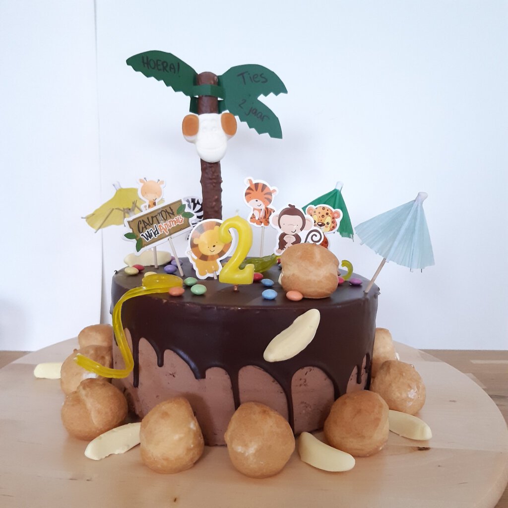 hema dripcake versieren chocola verjaardag jungle thema